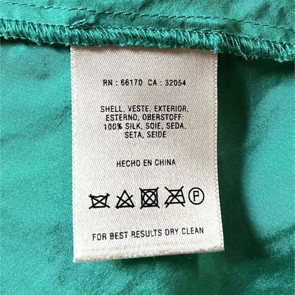 Vanessa Virginia Green Silk Peplum Short Sleeve Blouse Retro 30s Flounce V-Neck - Picture 6 of 8